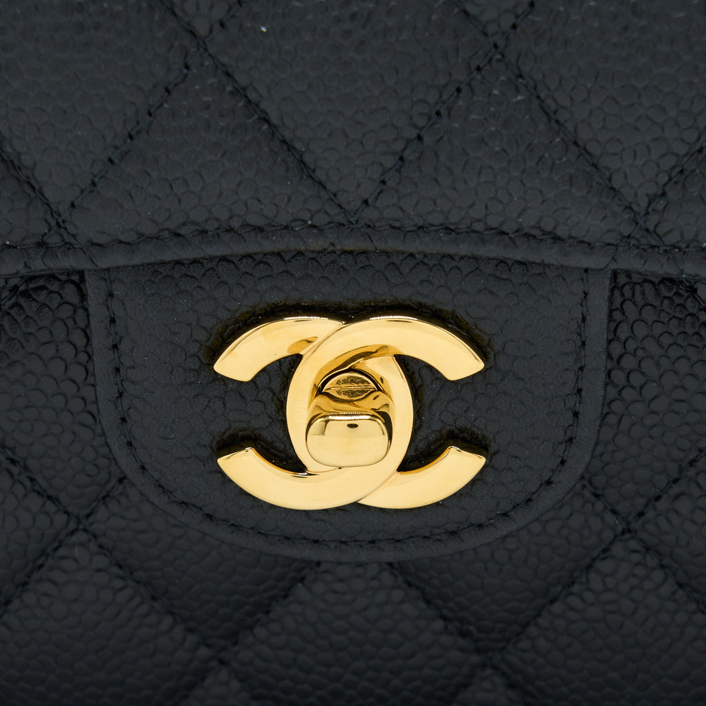 Chanel Small Classic Flap Bag Caviar Black  (Microchip)