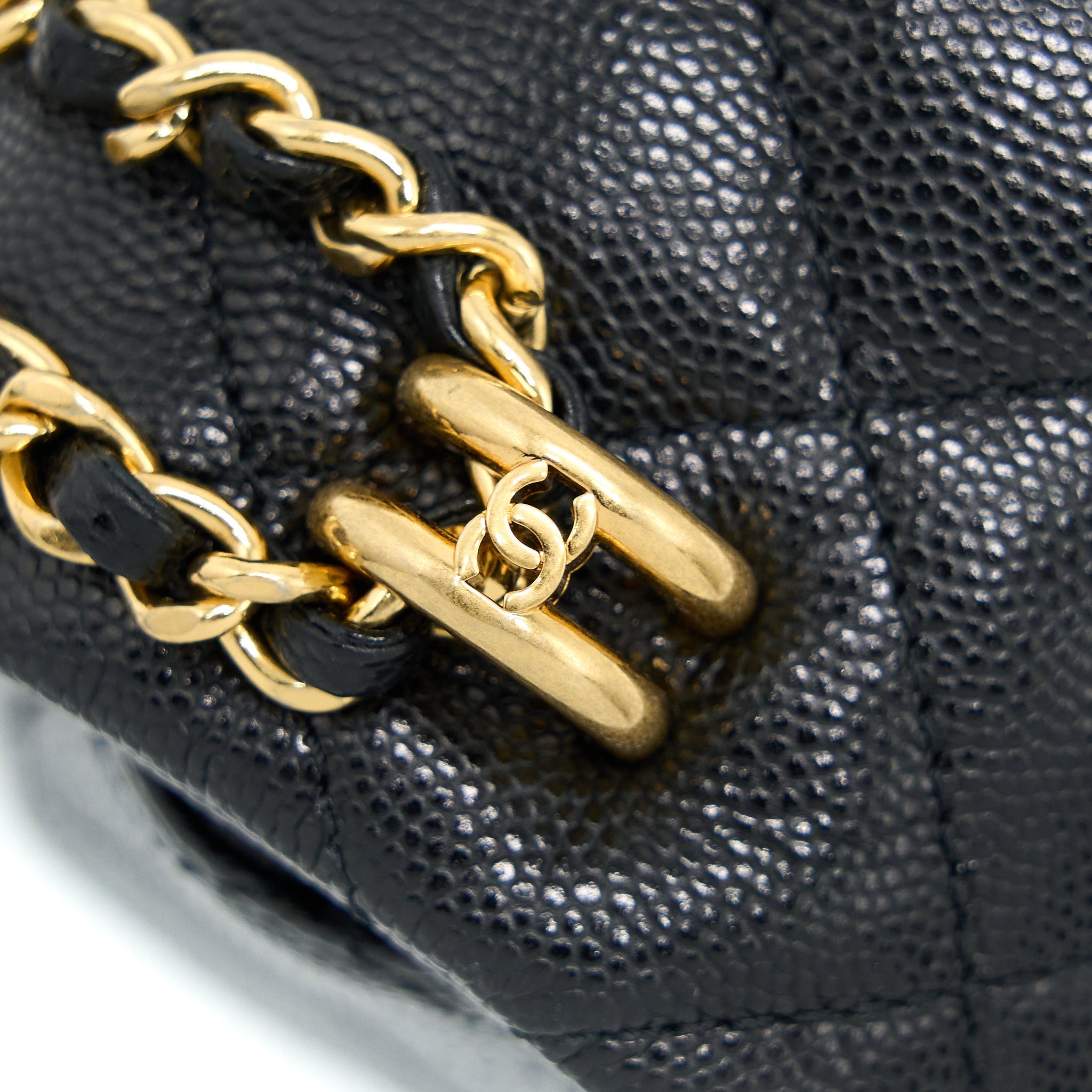 Chanel 22K Coco First Flap Bag Grained Calfskin Black  (Microchip)