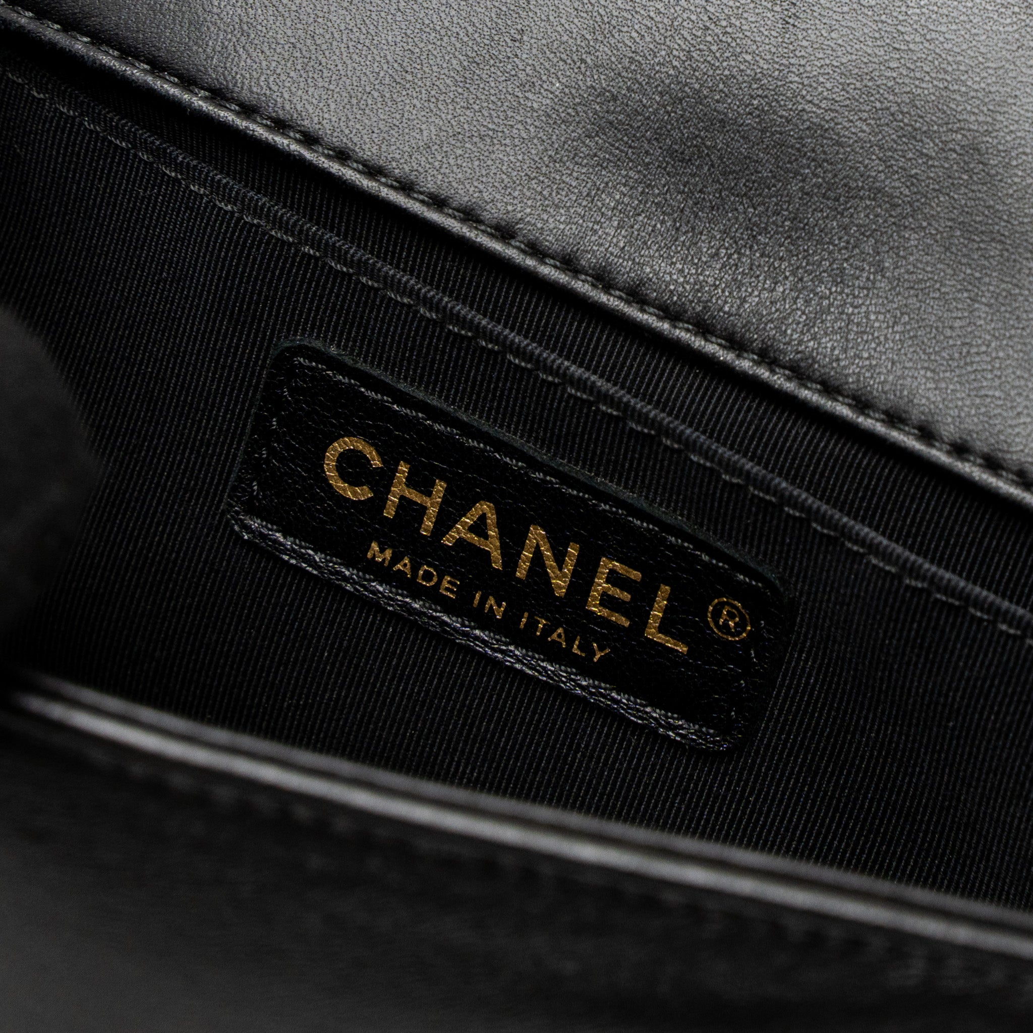 Chanel Small Chevron Boy Bag Lambskin Black