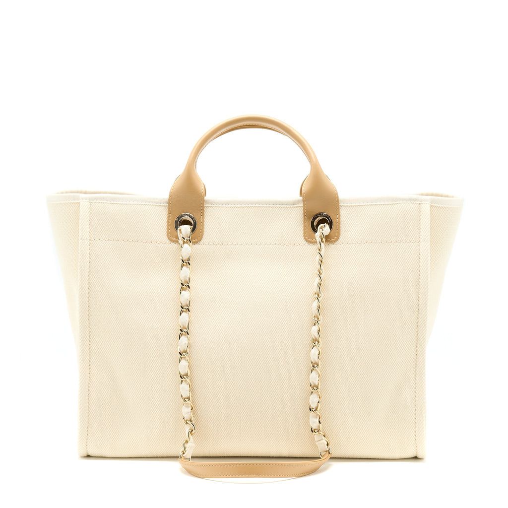 Chanel Deauville Pearl Tote Canvas