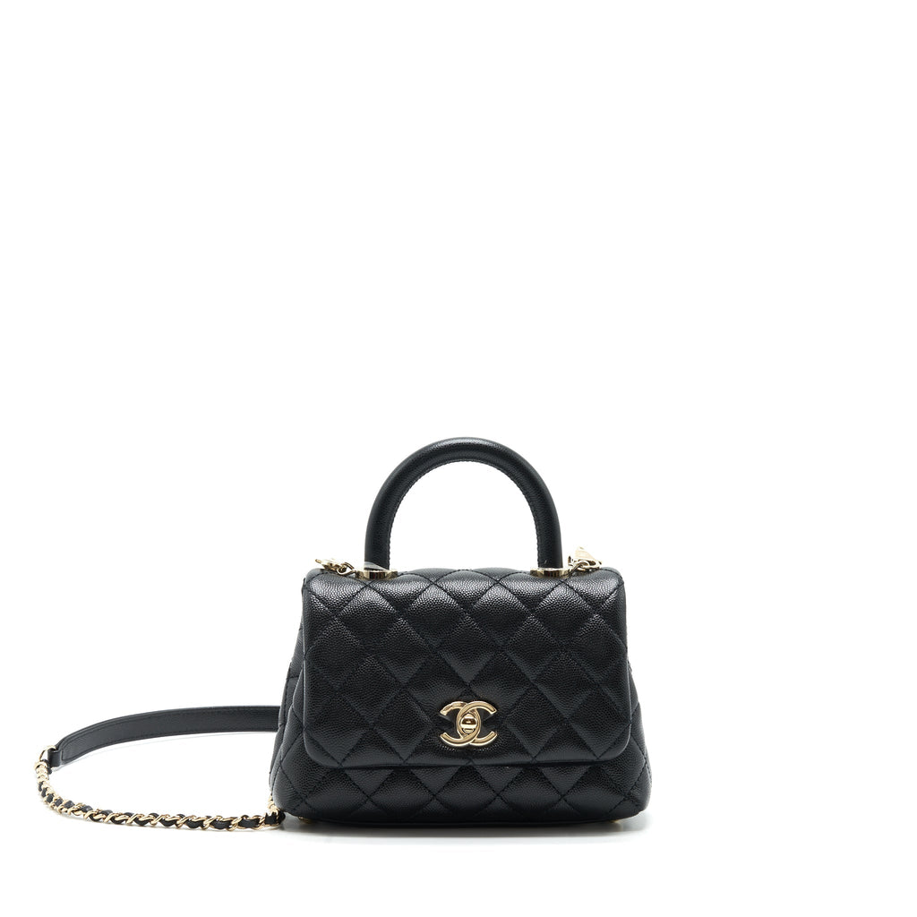 Chanel mini coco handle 20cm Caviar black with L