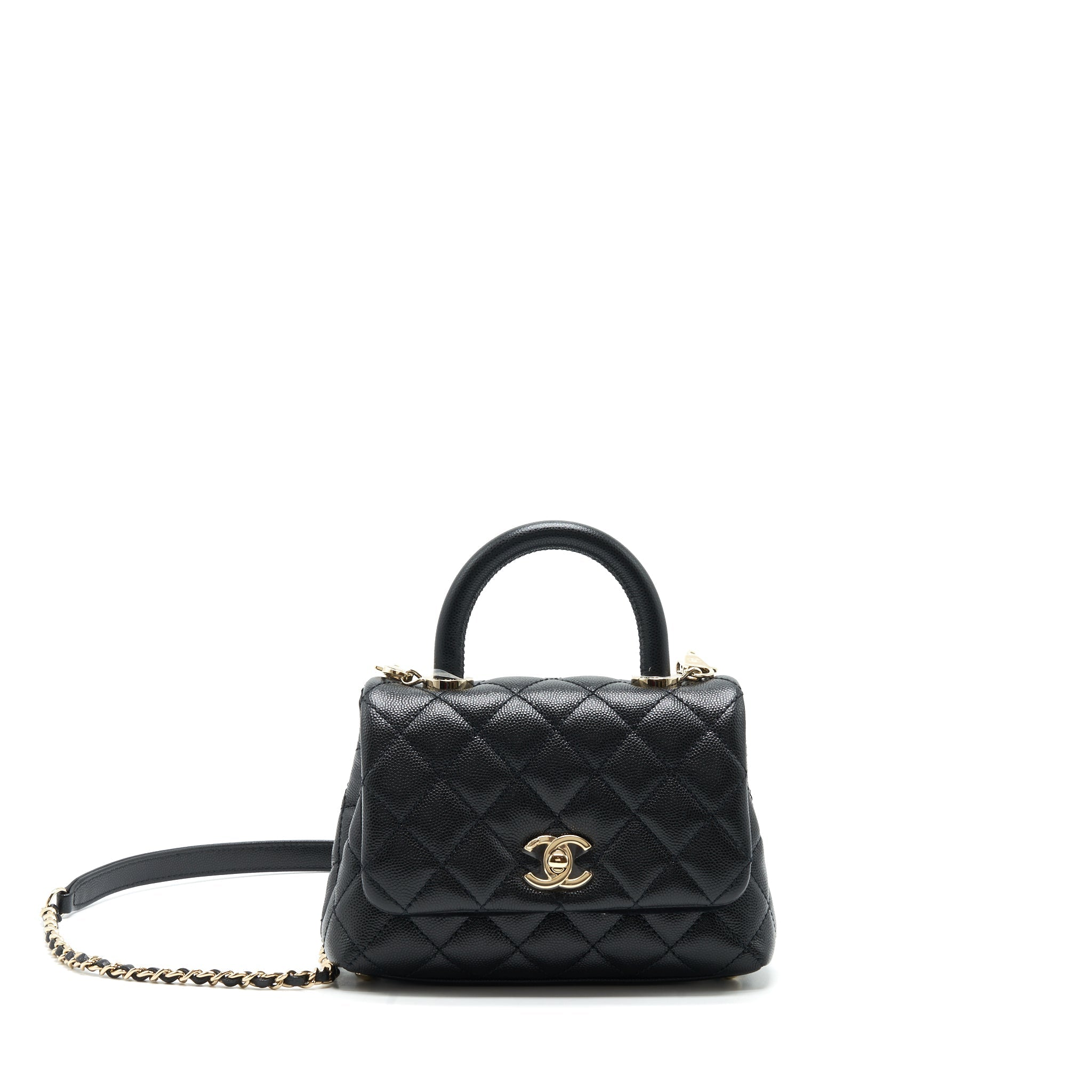 Chanel mini coco handle 20cm Caviar black with L