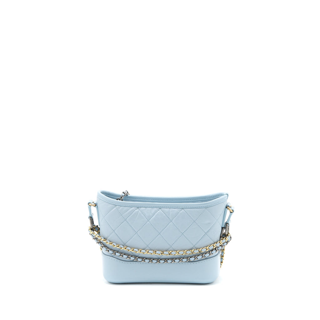 Chanel Small Gabrielle Hobo Bag Lambskin Light Blue Multicolour Hardware