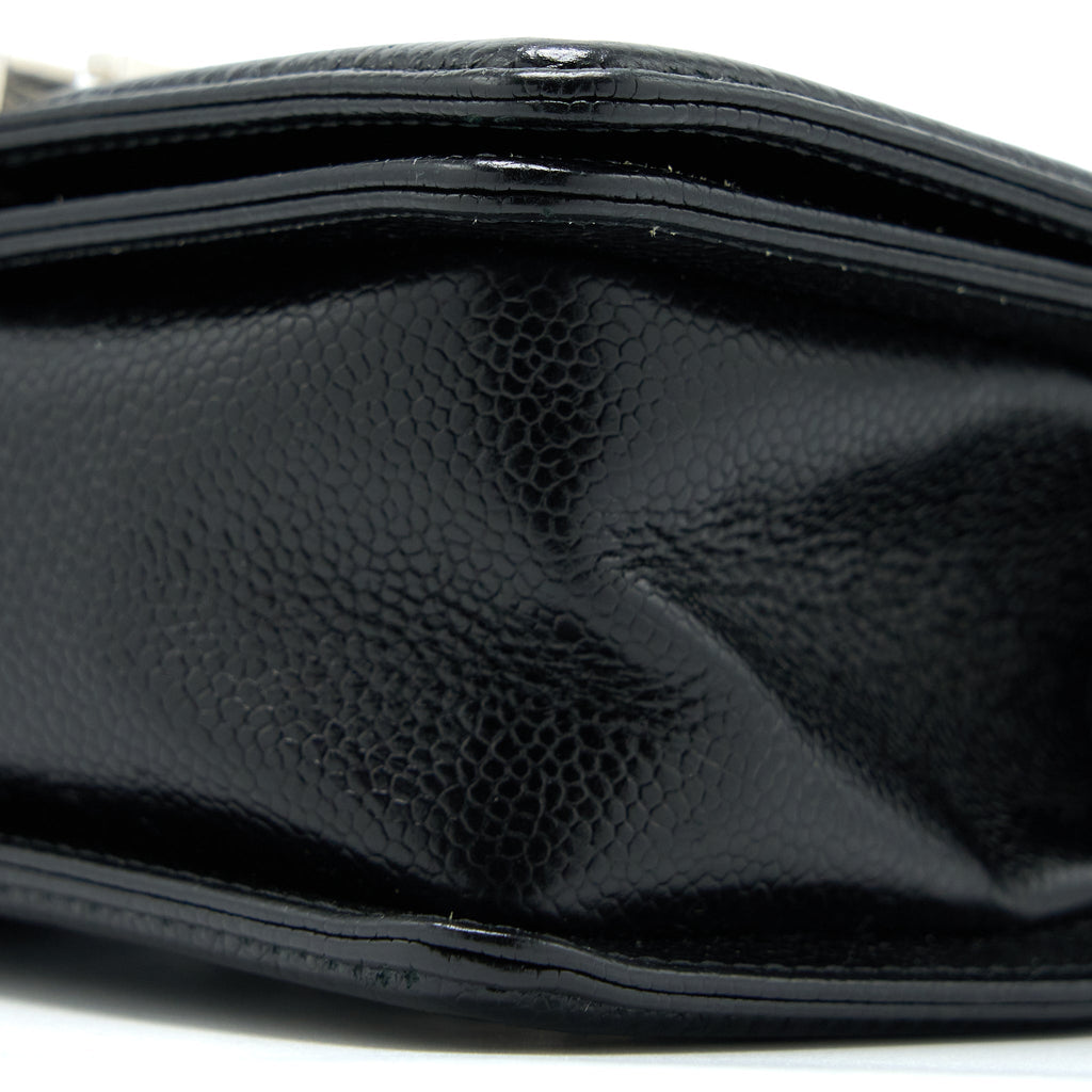 Chanel Small Chevron Boy Bag Shiny Grained Calfskin Black