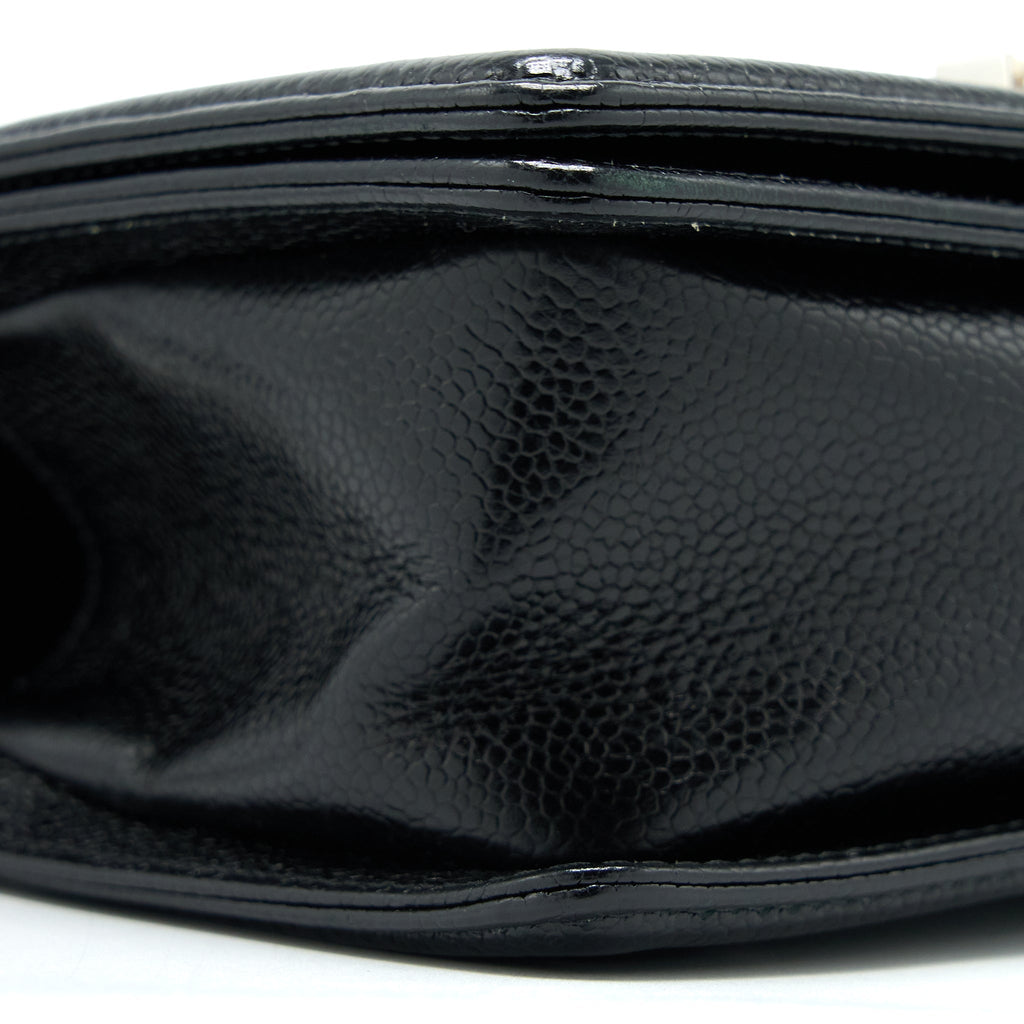 Chanel Small Chevron Boy Bag Shiny Grained Calfskin Black