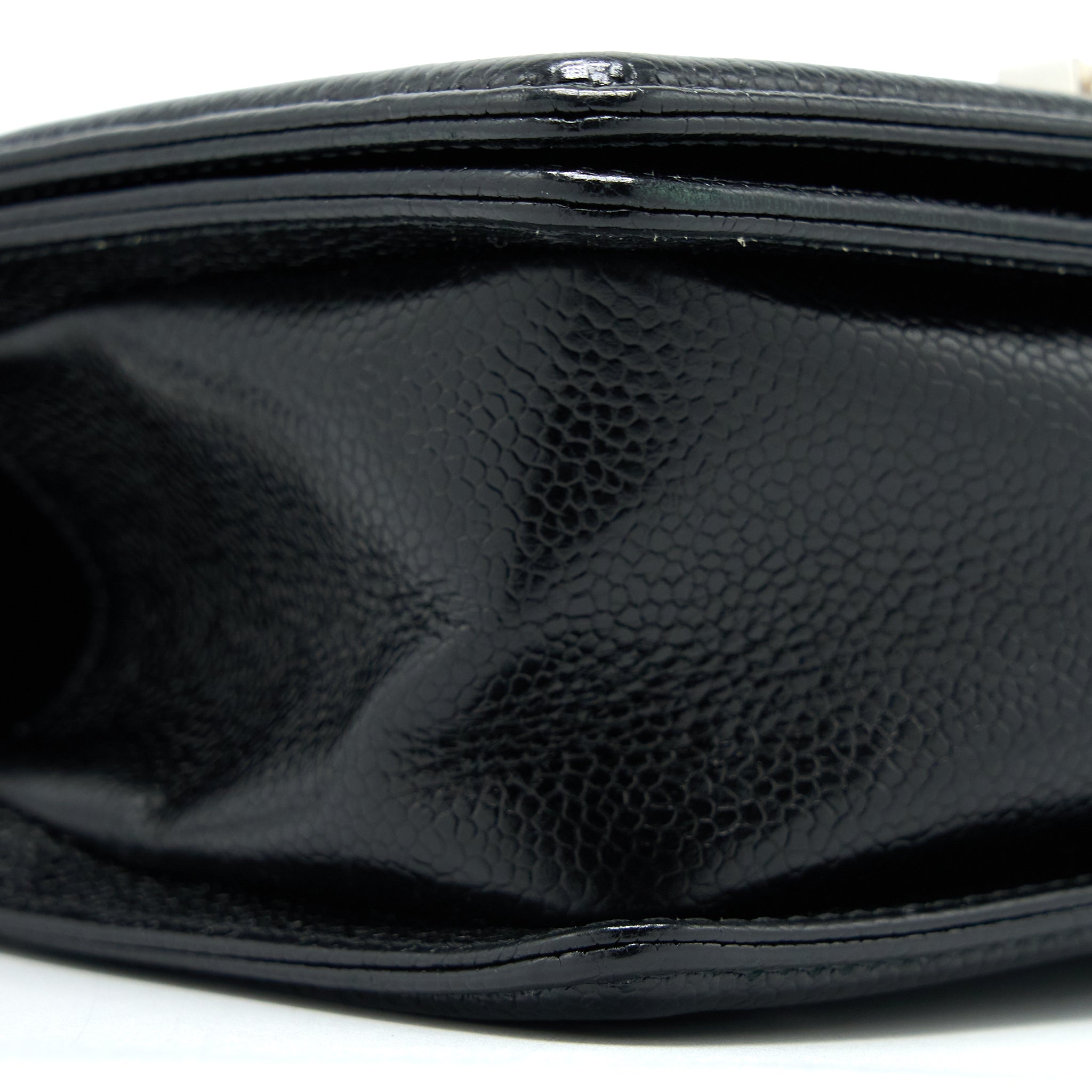 Chanel Small Chevron Boy Bag Shiny Grained Calfskin Black