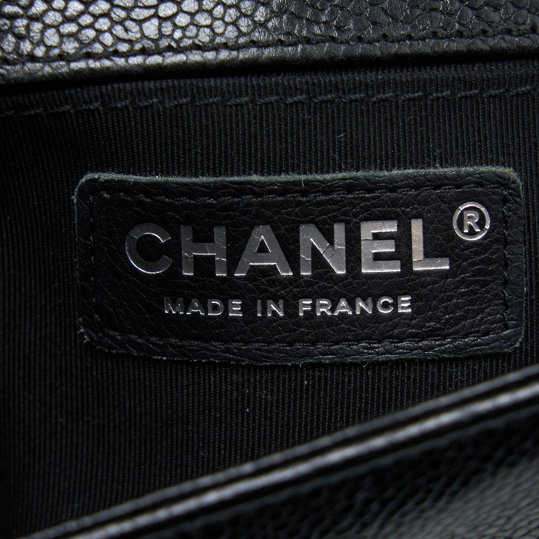 Chanel Small Chevron Boy Bag Shiny Grained Calfskin Black