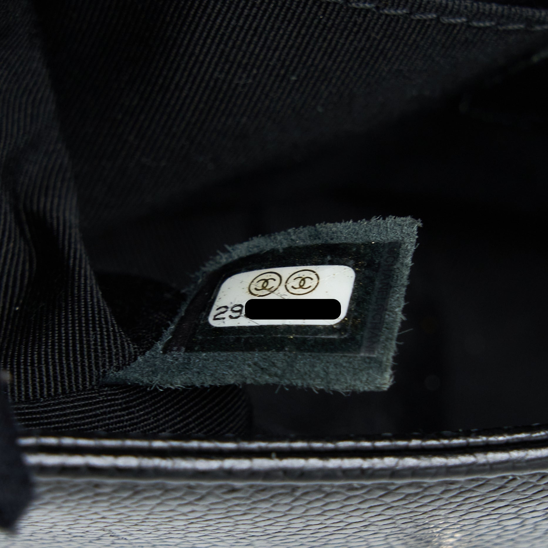 Chanel Small Chevron Boy Bag Shiny Grained Calfskin Black