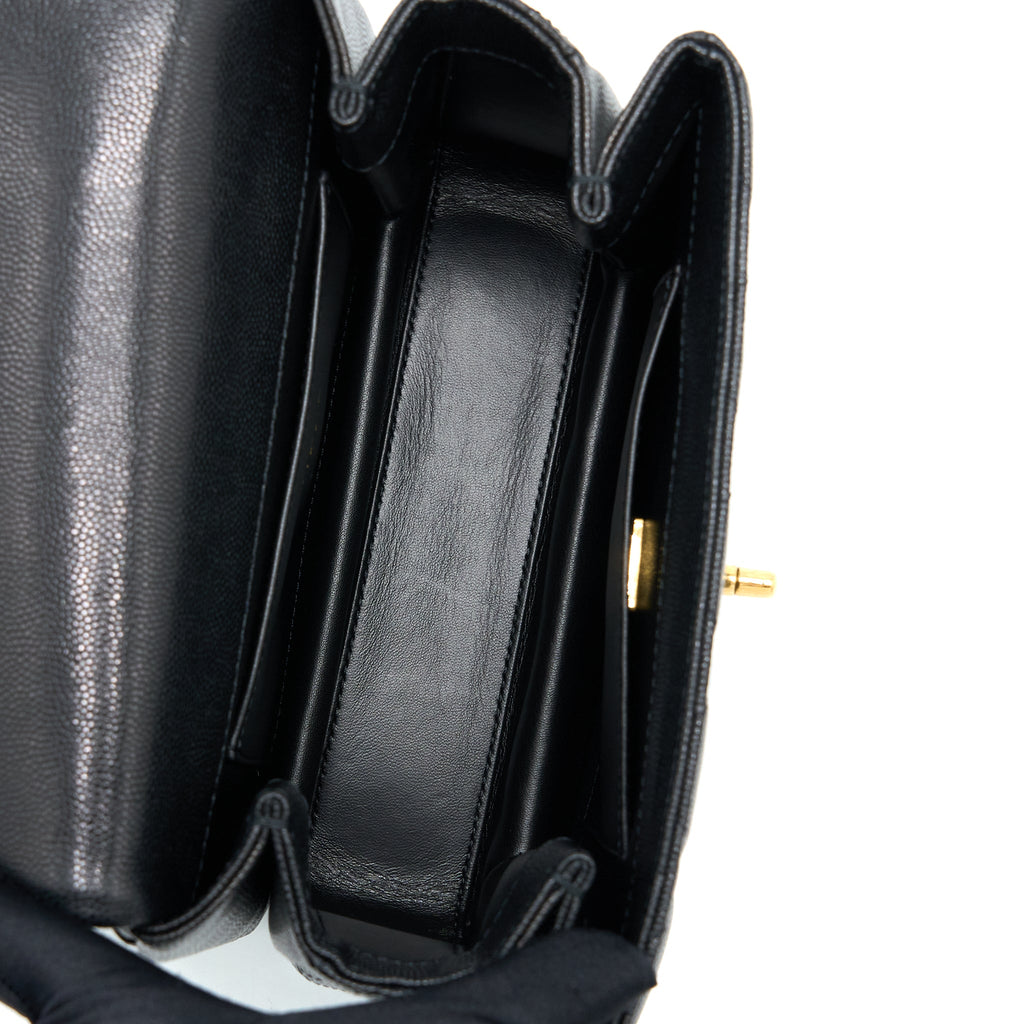 Chanel 22K Coco First Flap Bag Grained Calfskin Black  (Microchip)
