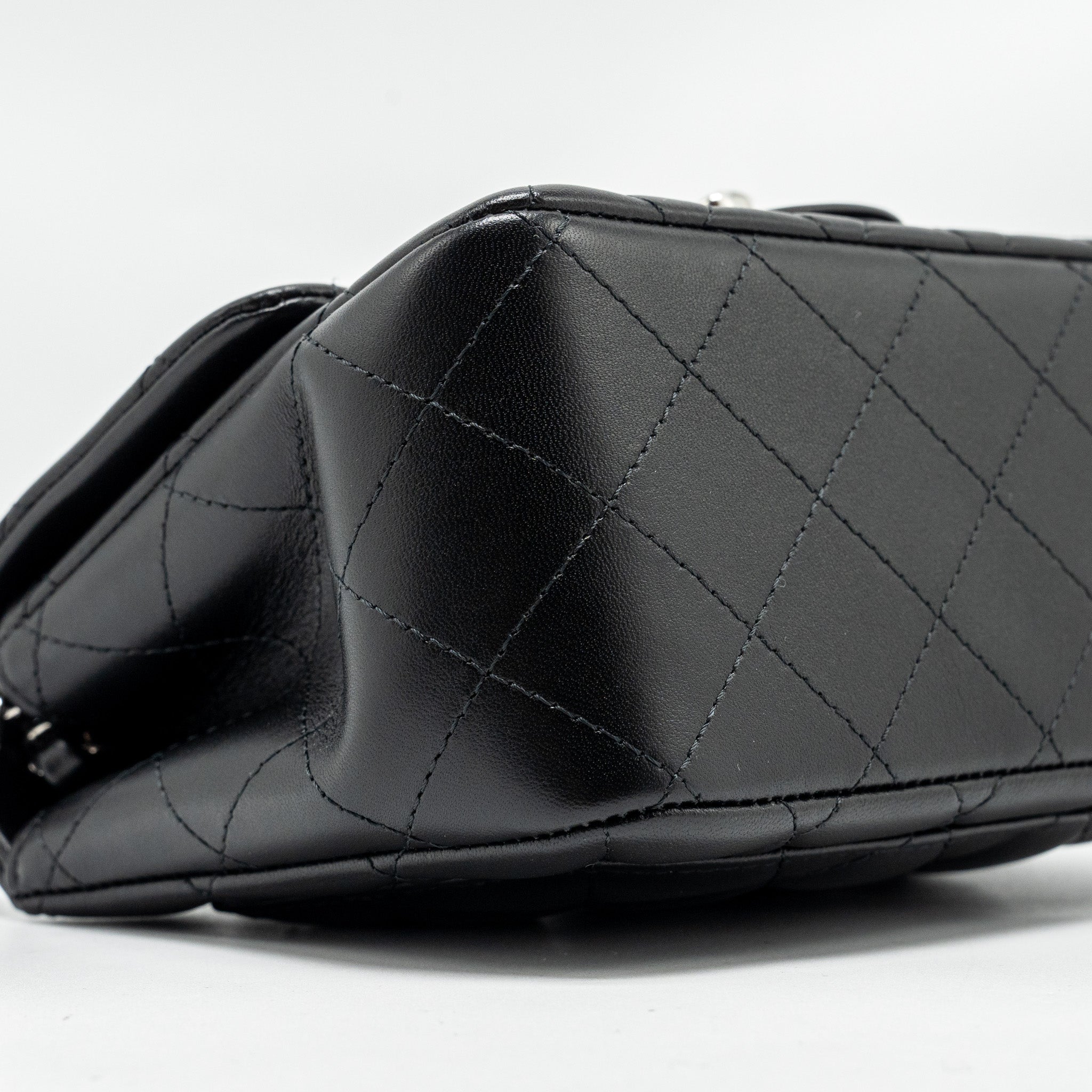 Chanel Mini Square Flap Bag Lambskin Black  (Microchip)