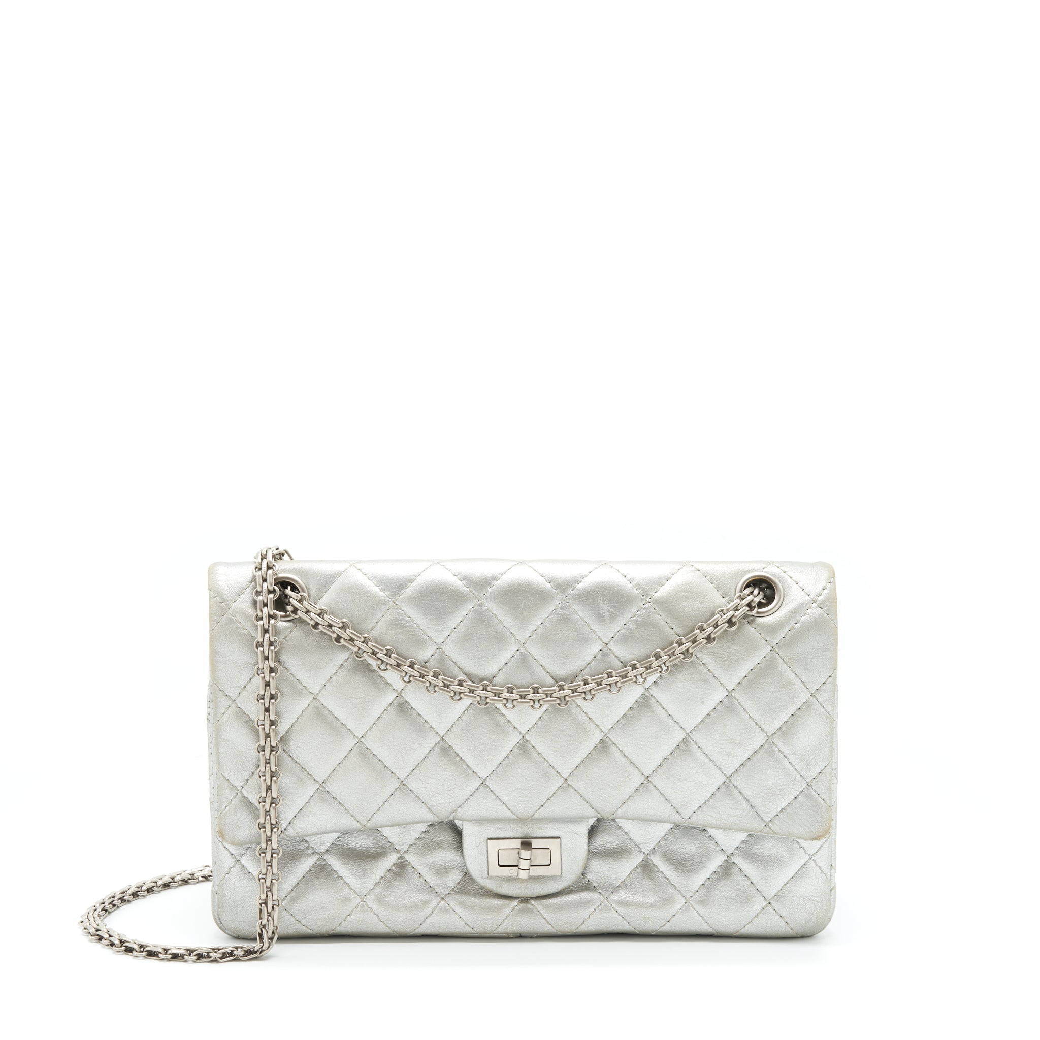 Chanel Reissue 2.55 226 Double Flap Bag Lambskin Silver