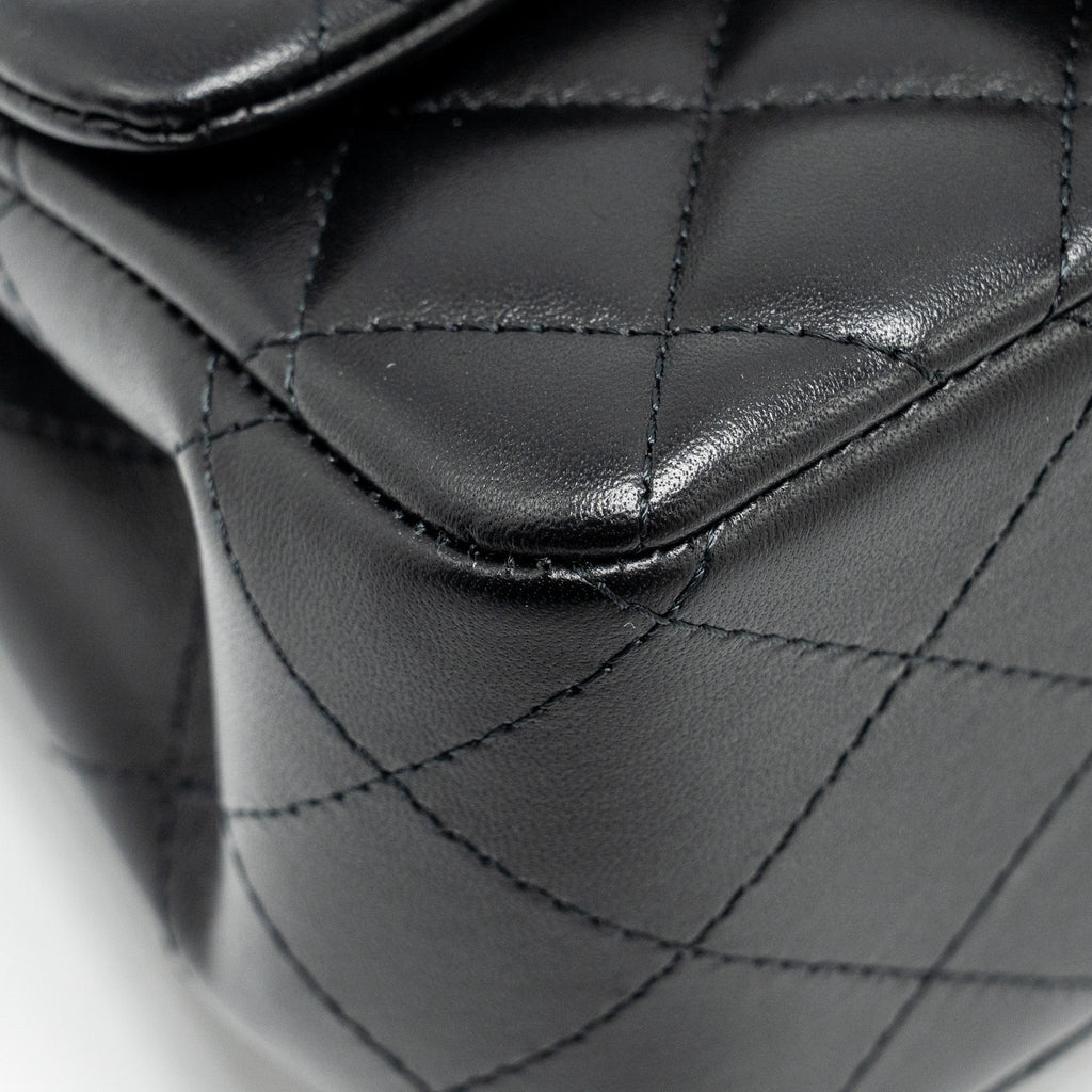 Chanel Mini Square Flap Bag Lambskin Black  (Microchip)