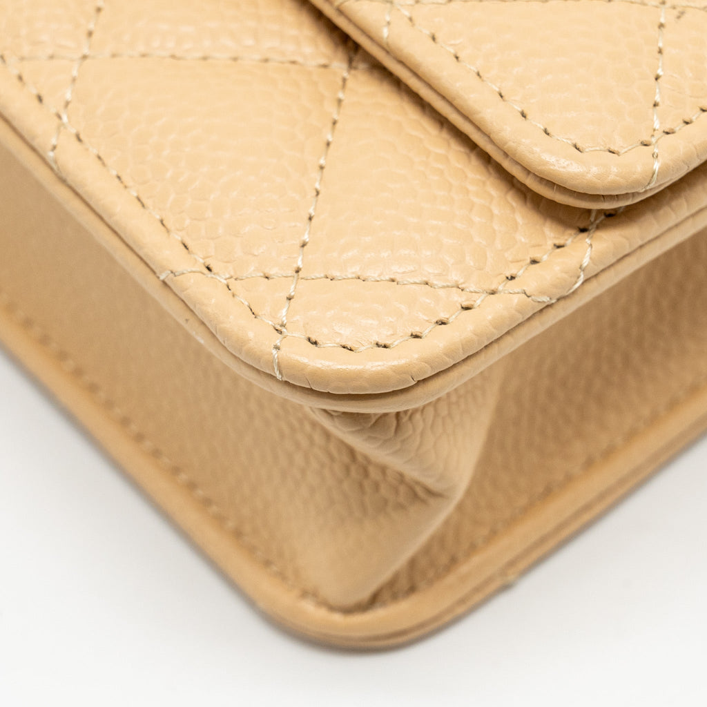 Chanel Classic Wallet on Chain Caviar Beige  (Microchip)
