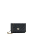 Chanel 22S Detailed Logo Wallet On Chain Caviar Black L
