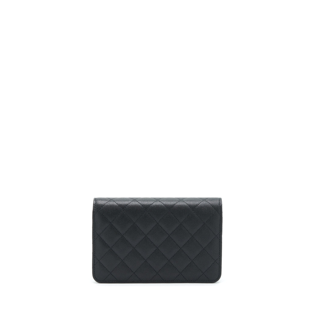Chanel 22S Detailed Logo Wallet On Chain Caviar Black L