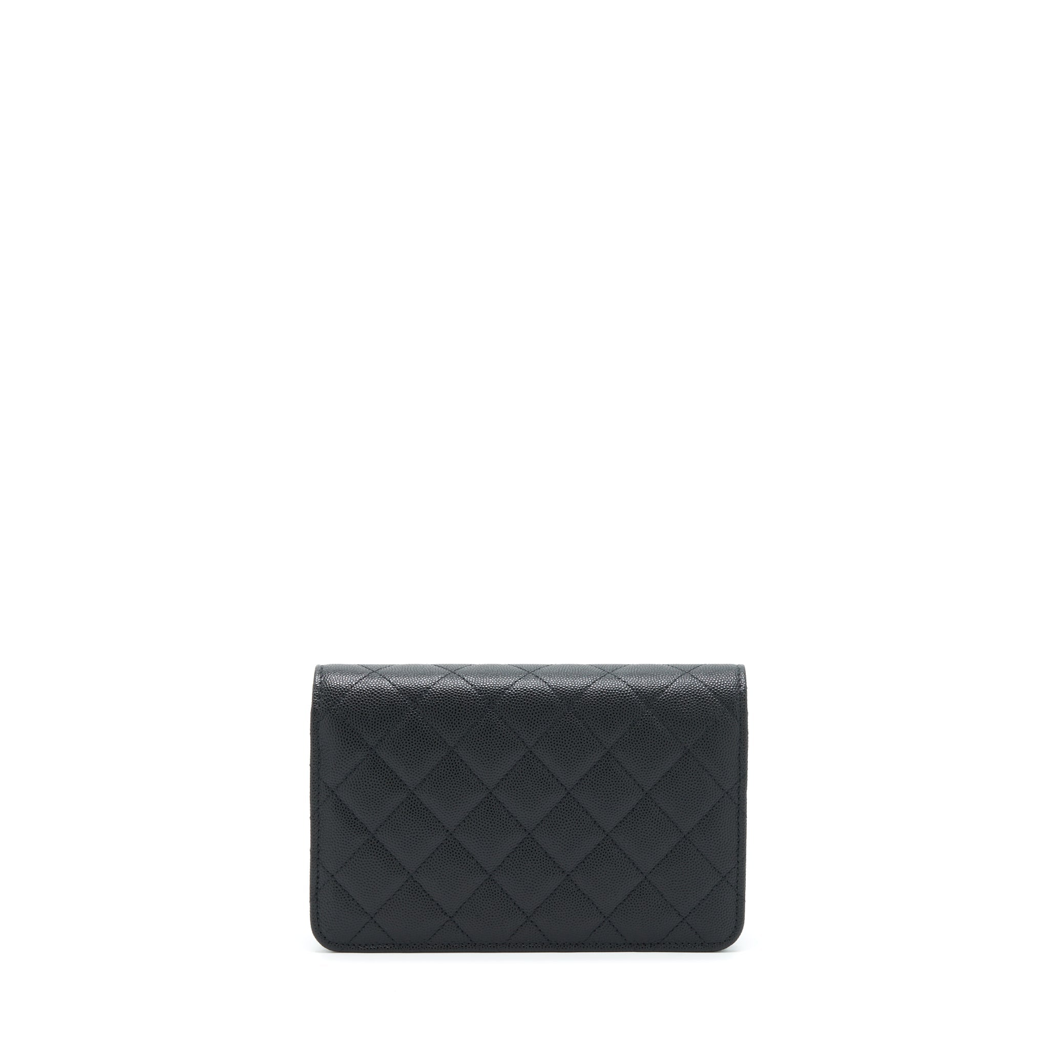 Chanel 22S Detailed Logo Wallet On Chain Caviar Black L
