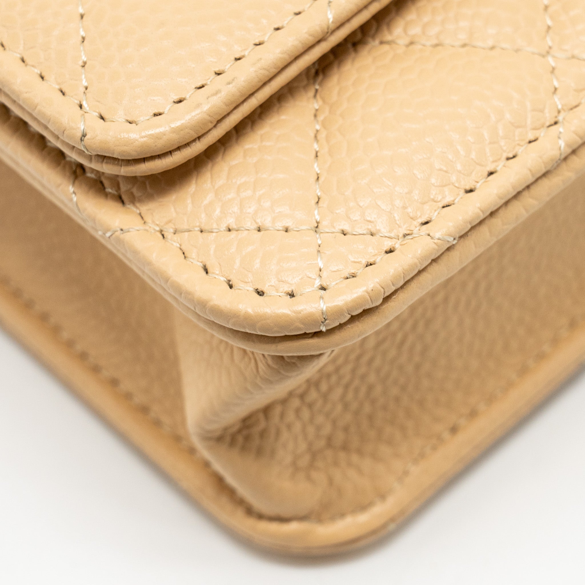 Chanel Classic Wallet on Chain Caviar Beige  (Microchip)