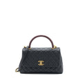 Chanel Medium Coco Handle Caviar with Lizard Handle Black Brushed
