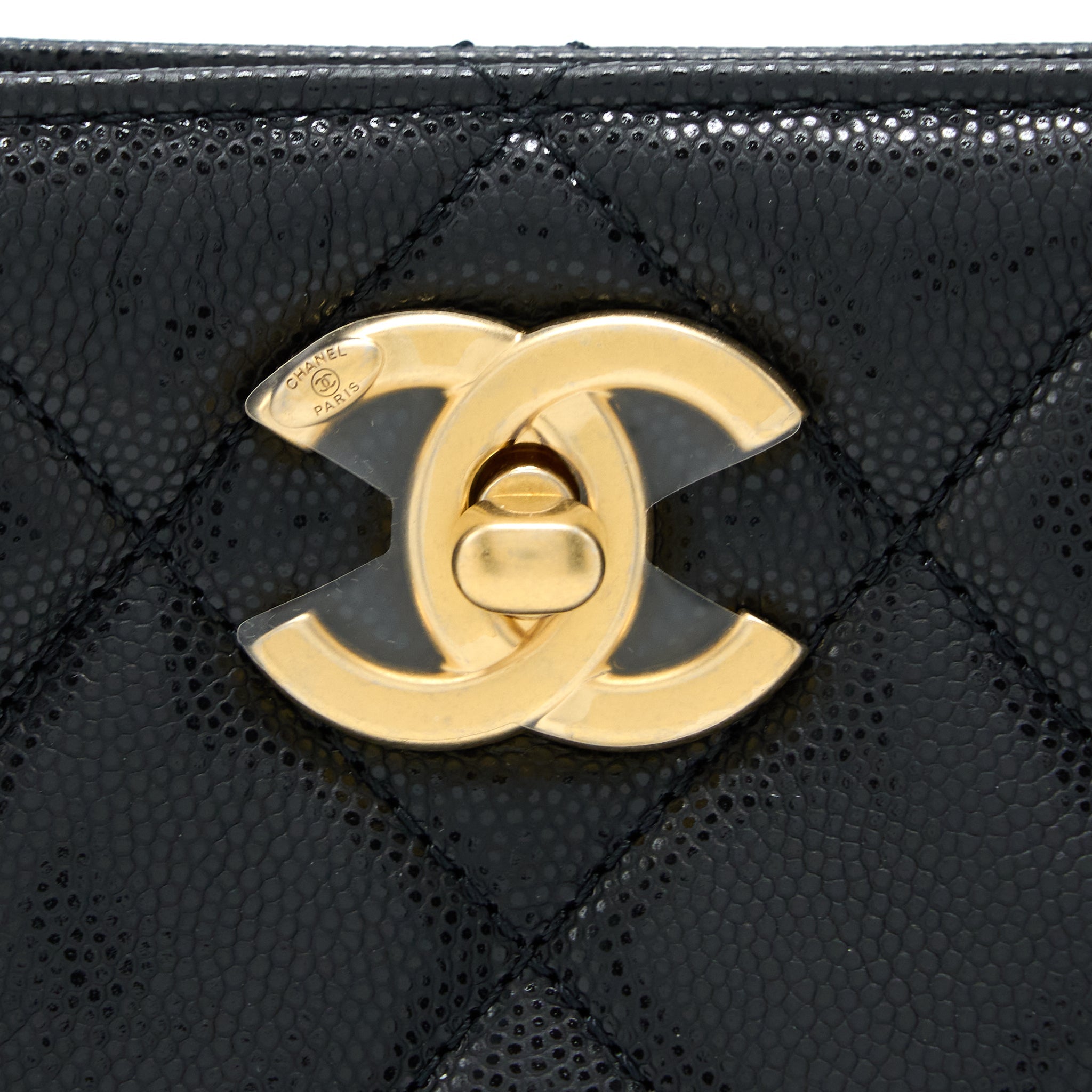 Chanel 22A Twist Your Buttons Hobo Shoulder Bag Caviar Black  (Microchip)