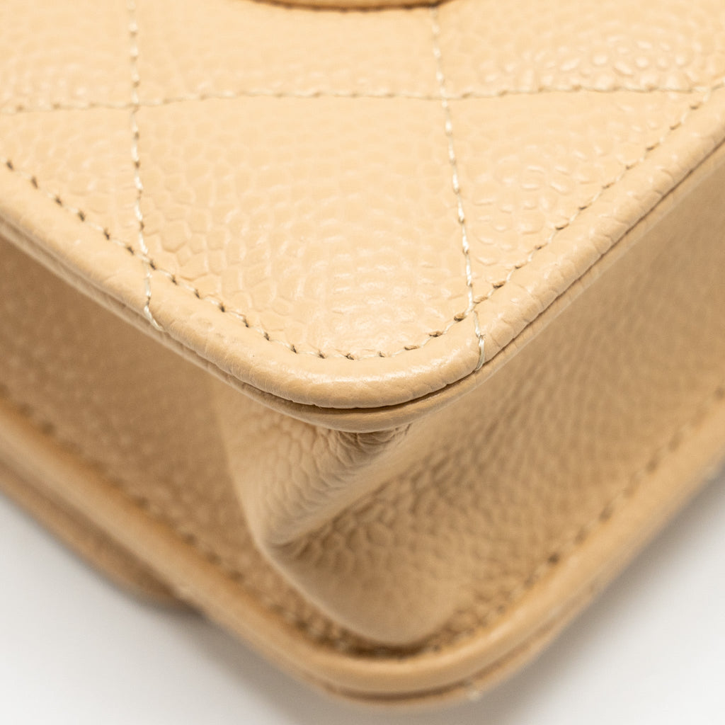 Chanel Classic Wallet on Chain Caviar Beige  (Microchip)