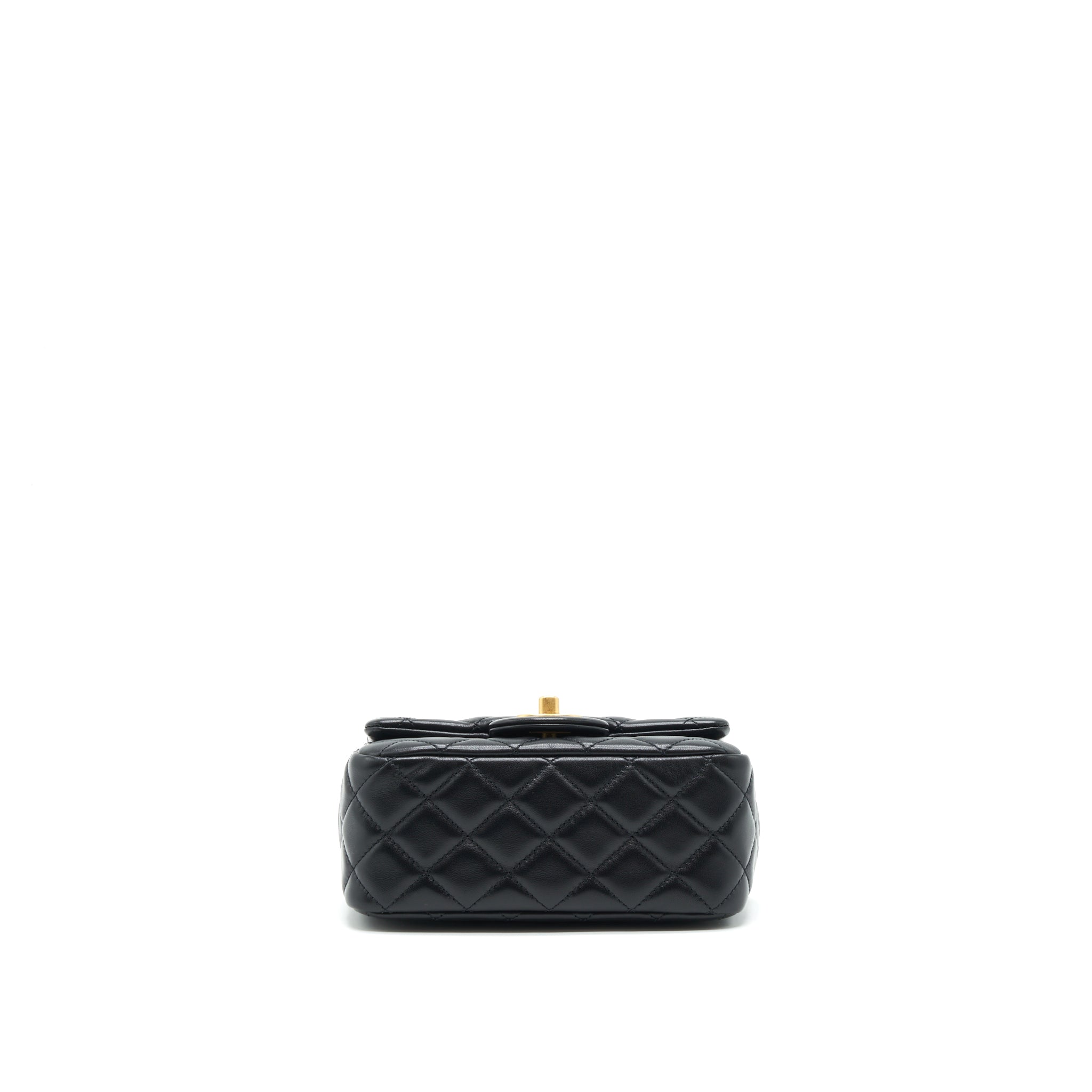 Chanel 22C Pearl Crush Mini Square Flap Bag Lambskin Black