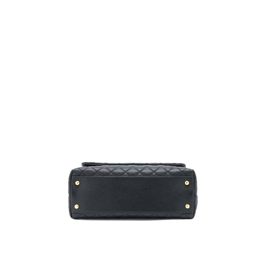 Chanel Medium Coco Handle Caviar with Lizard Handle Black Brushed