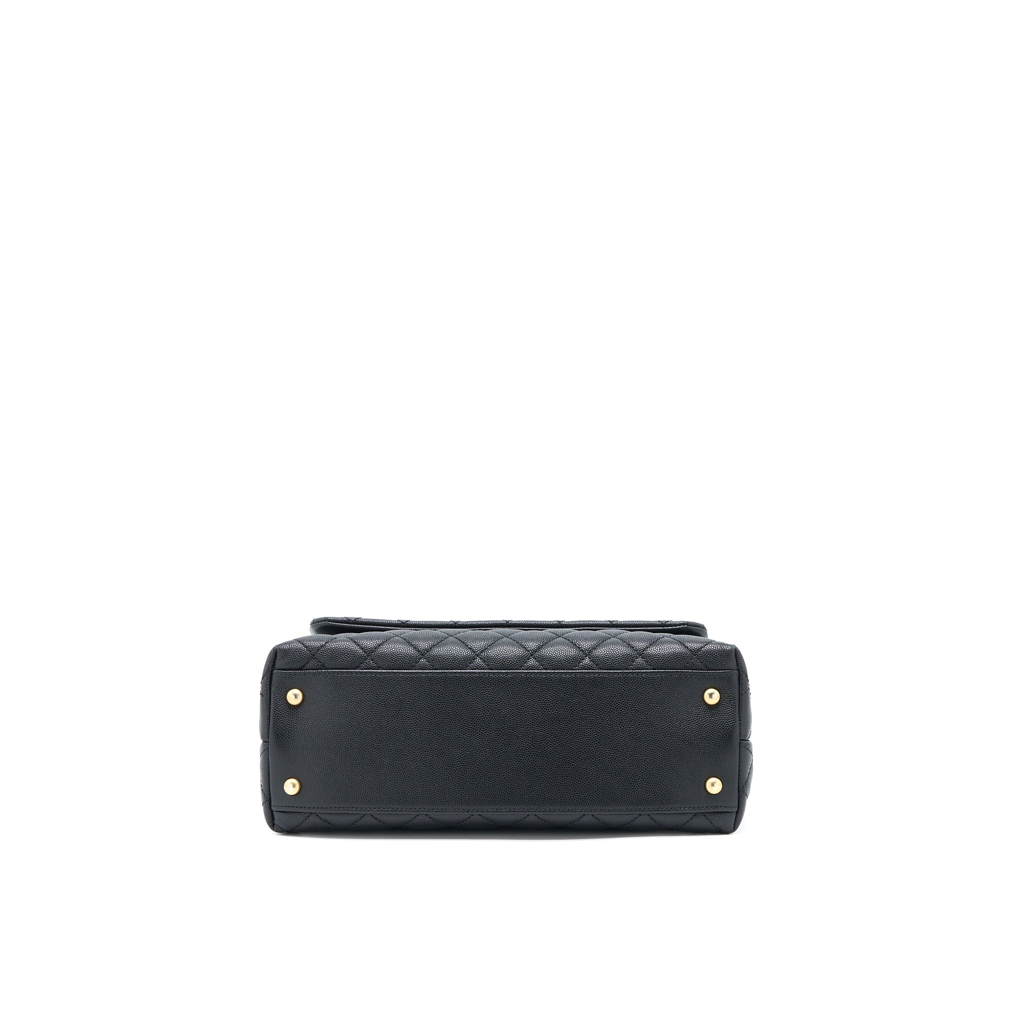 Chanel Medium Coco Handle Caviar with Lizard Handle Black Brushed
