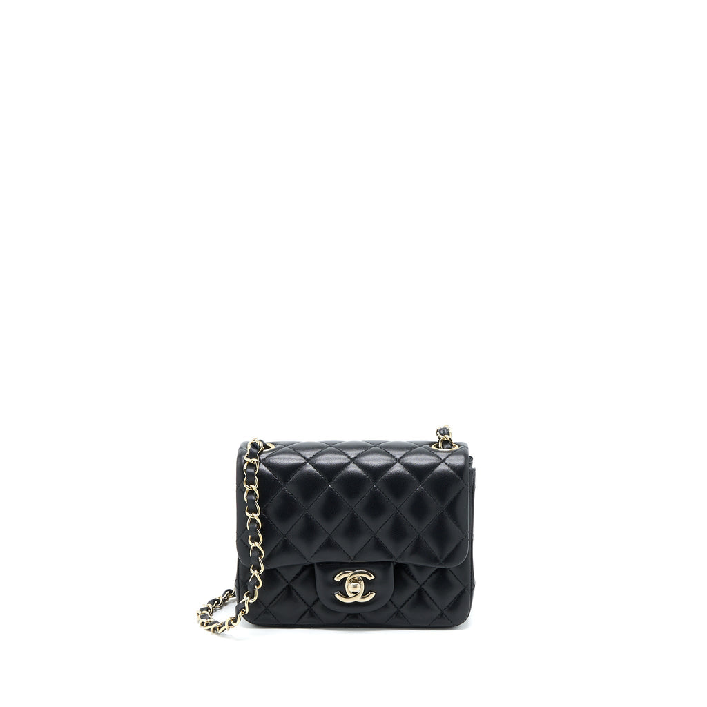 Chanel Classic Mini Square Flap Bag Lambskin Black L (Microchip)