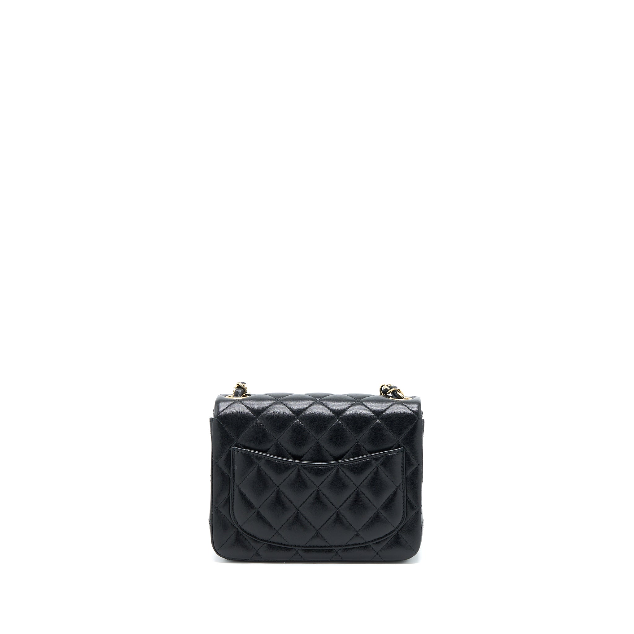 Chanel Classic Mini Square Flap Bag Lambskin Black L (Microchip)