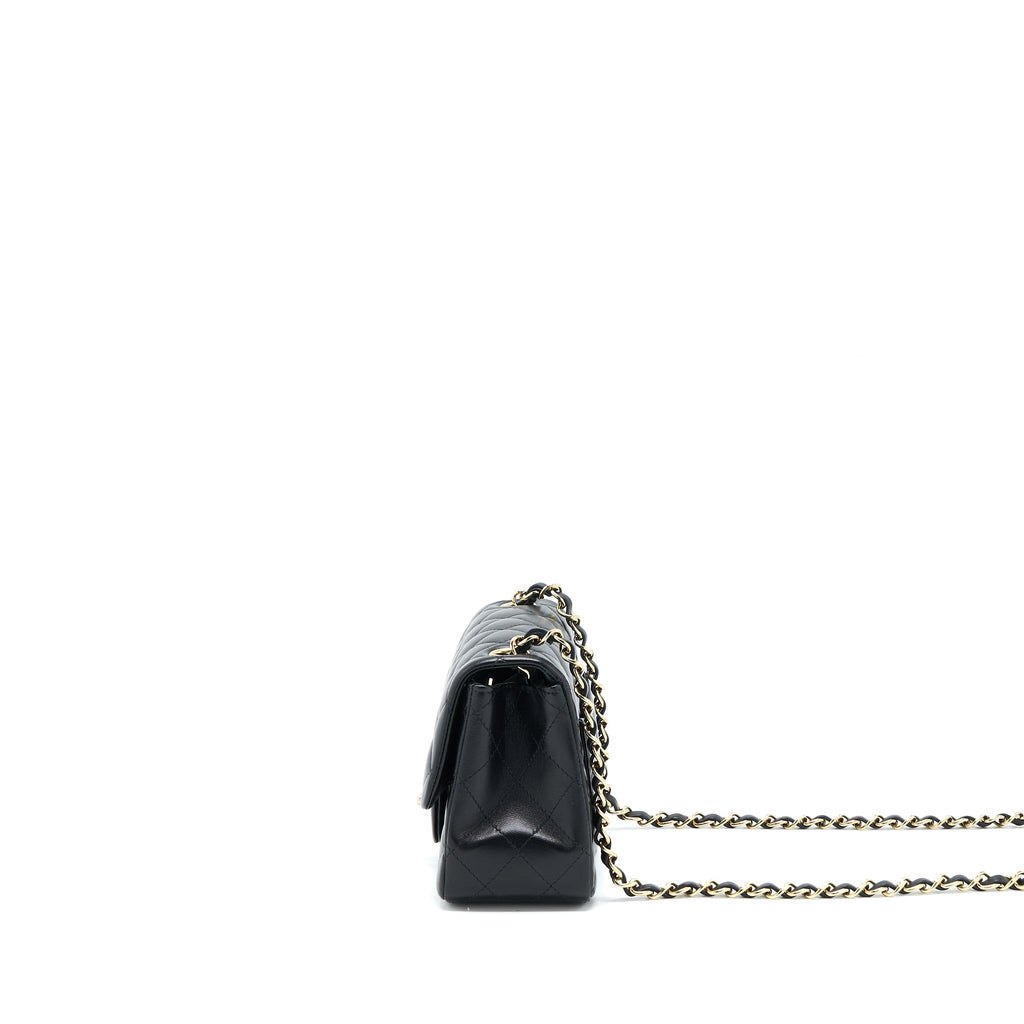 Chanel Classic Mini Square Flap Bag Lambskin Black L (Microchip)