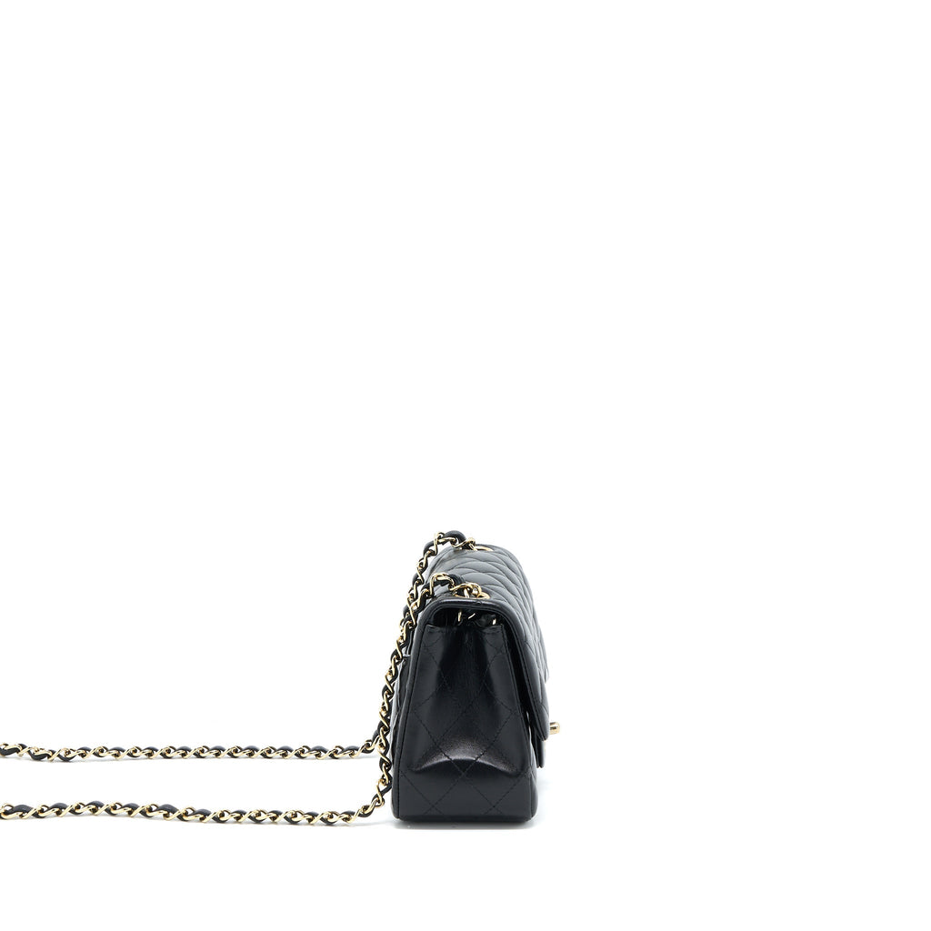 Chanel Classic Mini Square Flap Bag Lambskin Black L (Microchip)