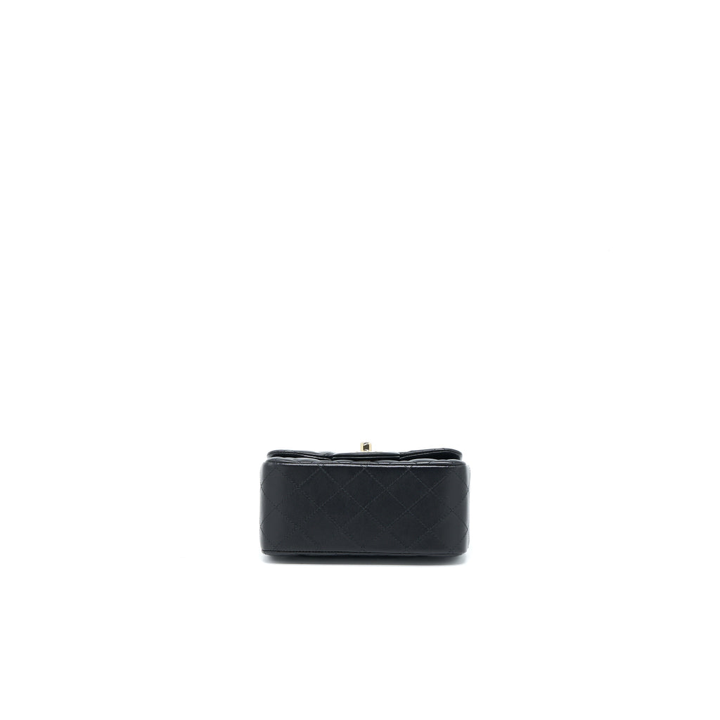 Chanel Classic Mini Square Flap Bag Lambskin Black L (Microchip)
