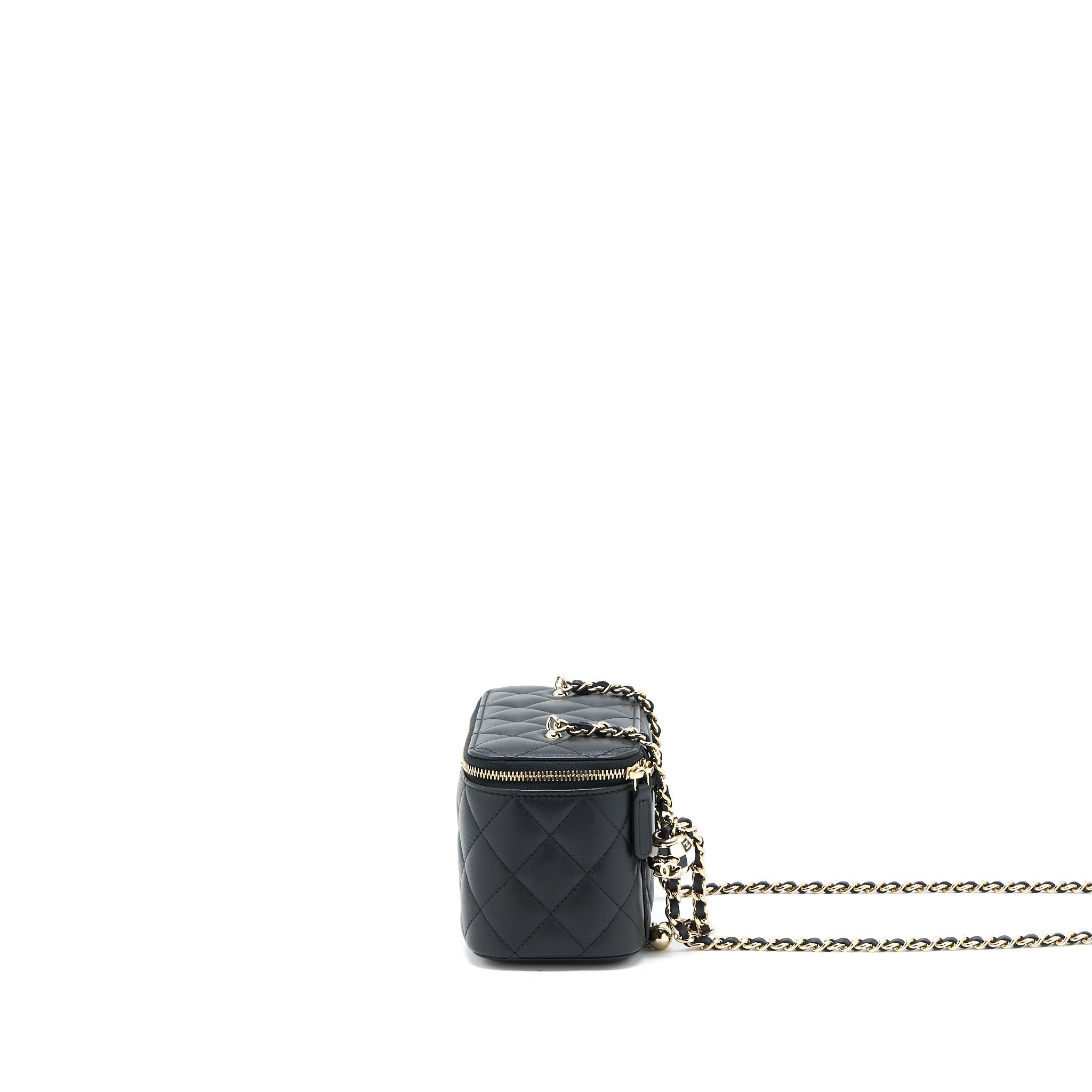 Chanel 23C Pearl Crush Long Vanity Lambskin Black L (Microchip)
