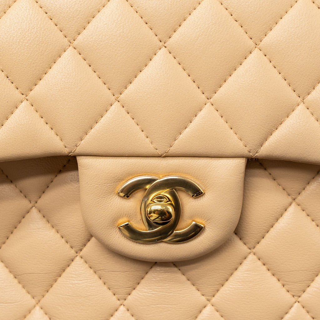 Chanel Small Classic Flap Bag Lambskin Beige