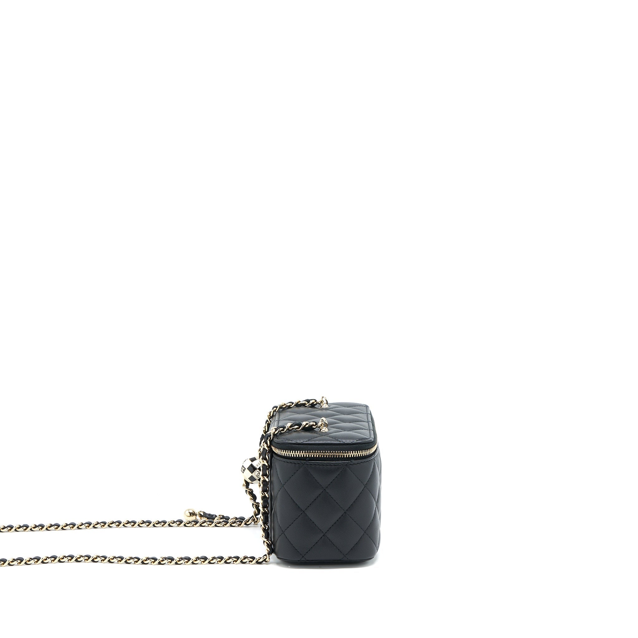 Chanel 23C Pearl Crush Long Vanity Lambskin Black L (Microchip)