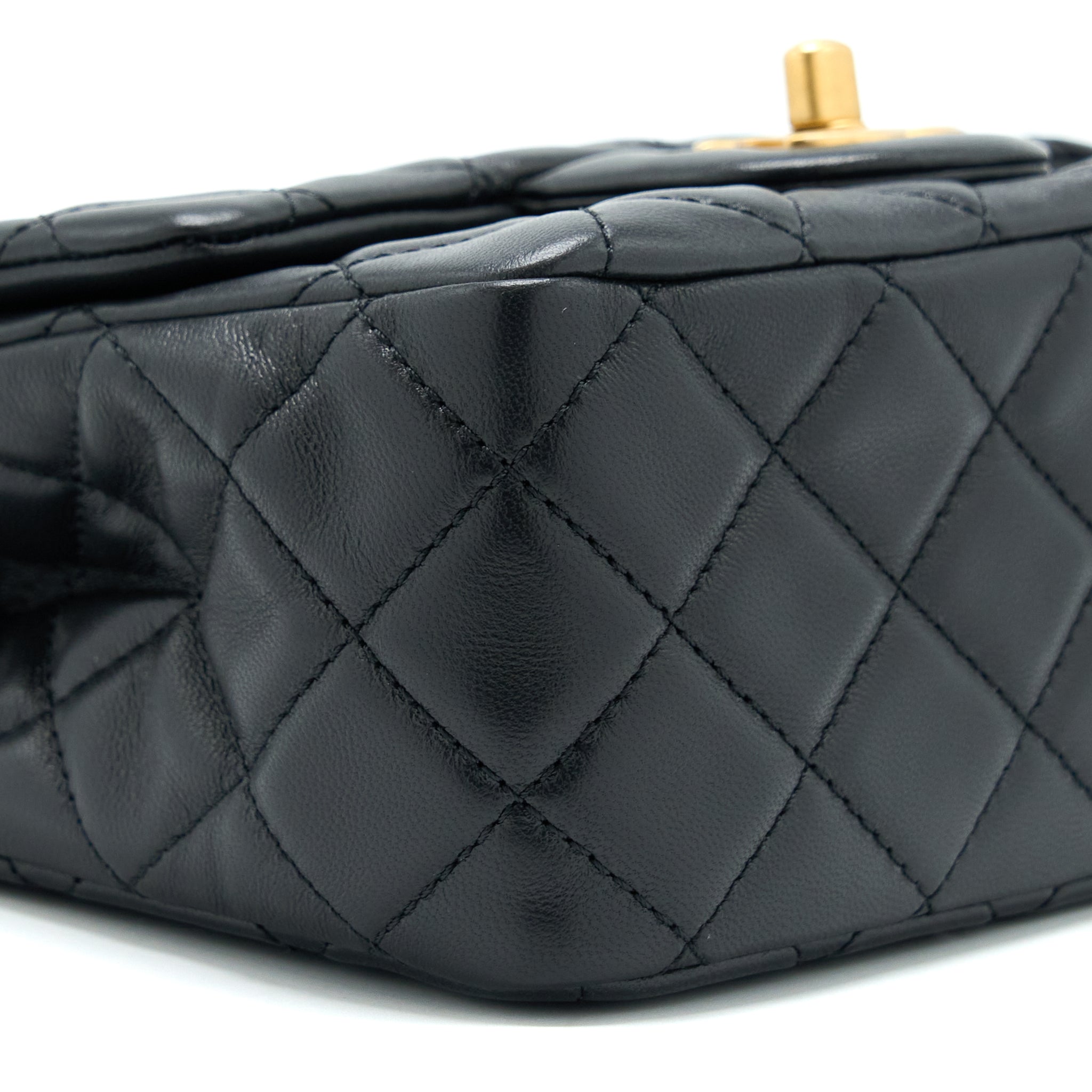 Chanel Pearl Crush Mini Square Lambskin Black Brushed  (Microchip)