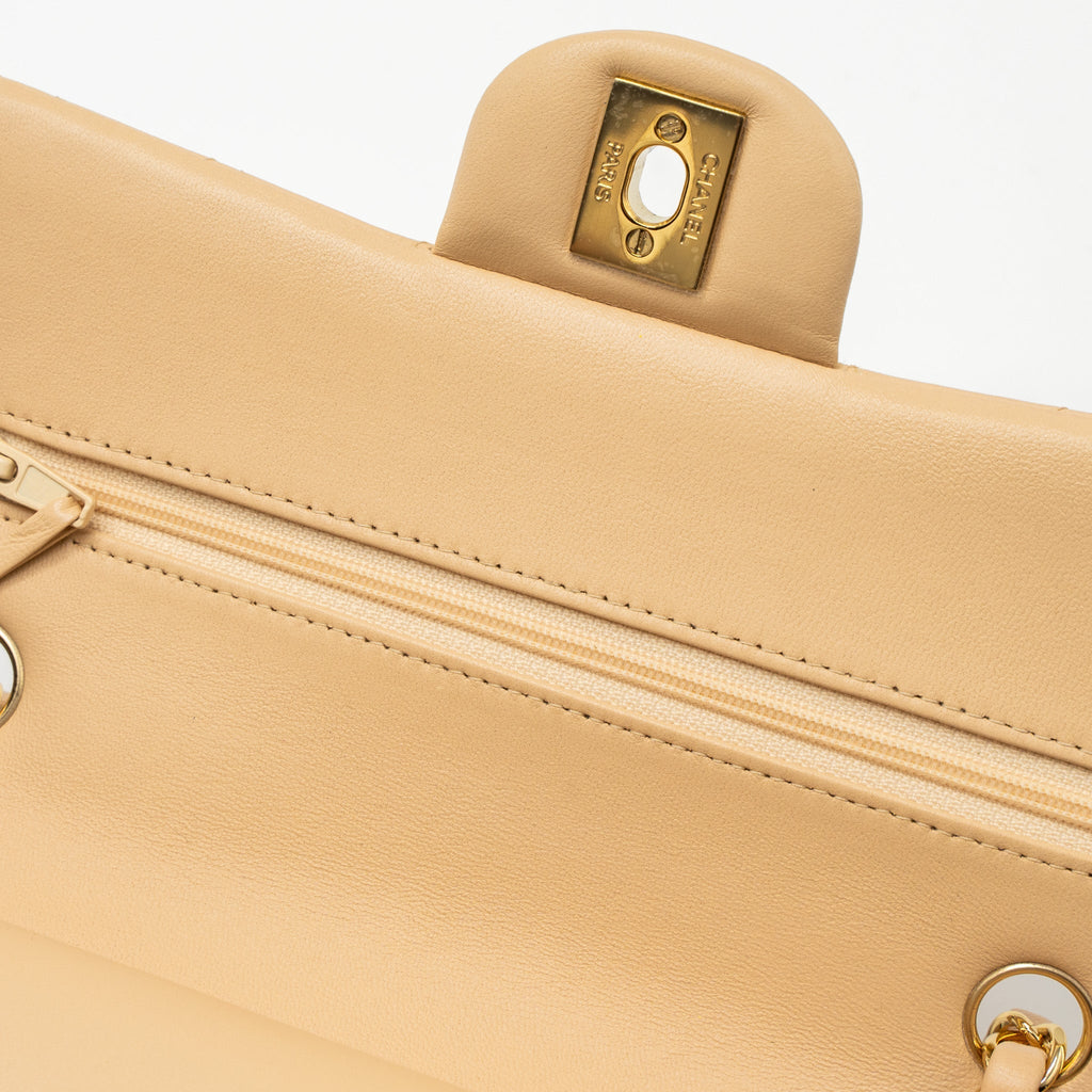 Chanel Small Classic Flap Bag Lambskin Beige