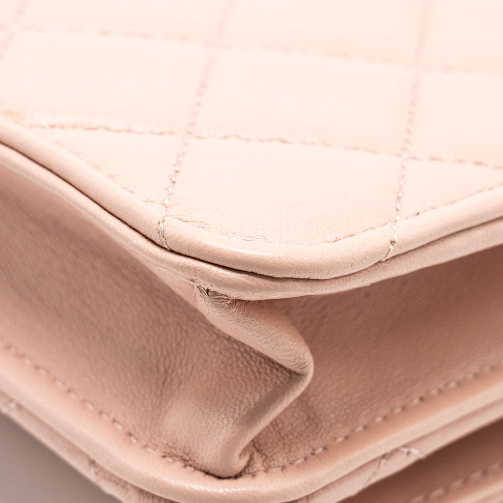 CHANEL Trendy CC Quilted Wallet On Chain Lambskin Light Pink L (microchip)