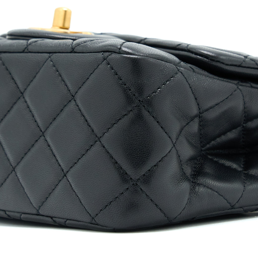 Chanel Pearl Crush Mini Square Lambskin Black Brushed  (Microchip)