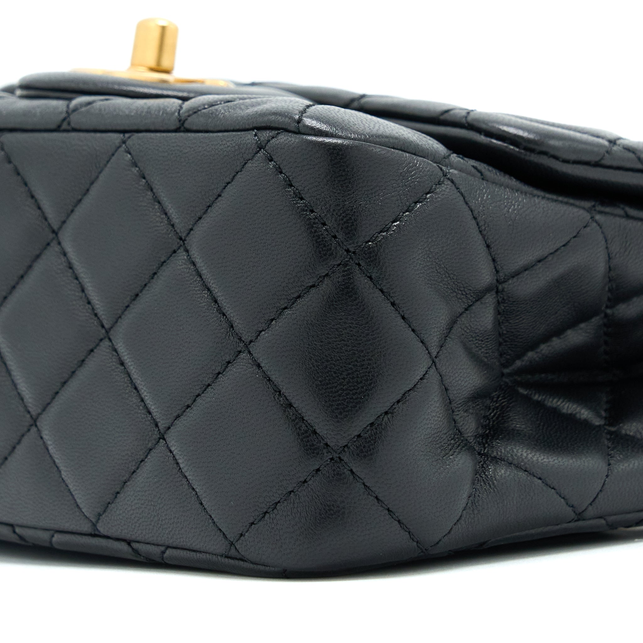 Chanel Pearl Crush Mini Square Lambskin Black Brushed  (Microchip)