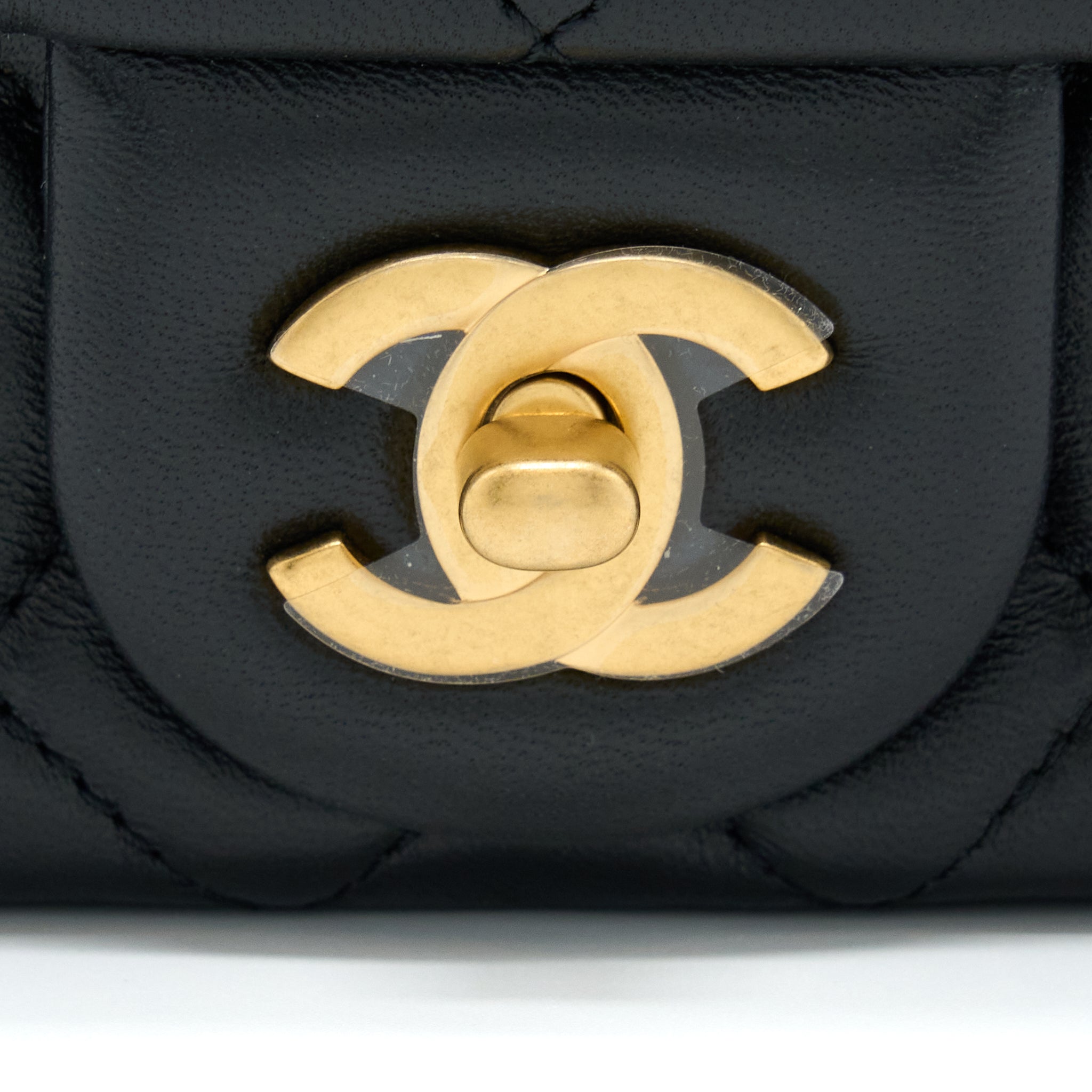Chanel Pearl Crush Mini Square Lambskin Black Brushed  (Microchip)