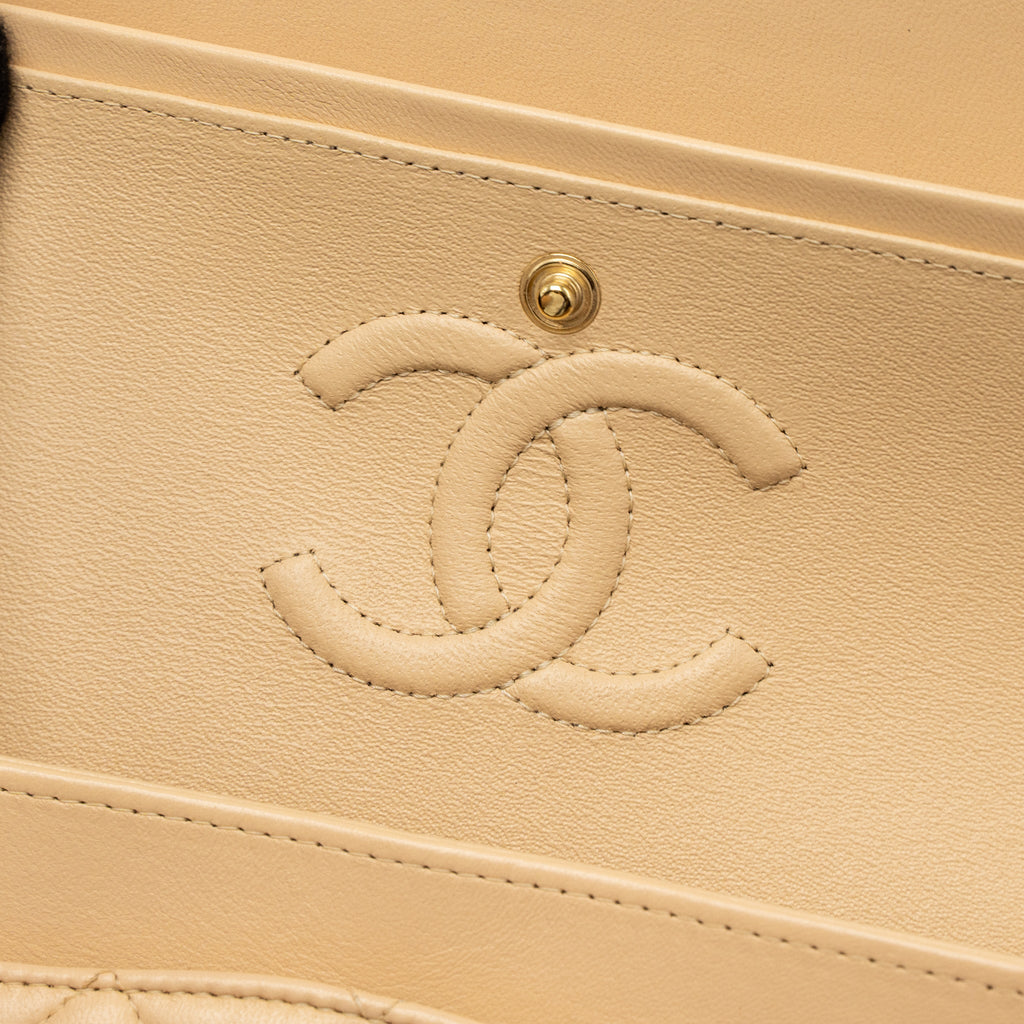 Chanel Small Classic Flap Bag Lambskin Beige