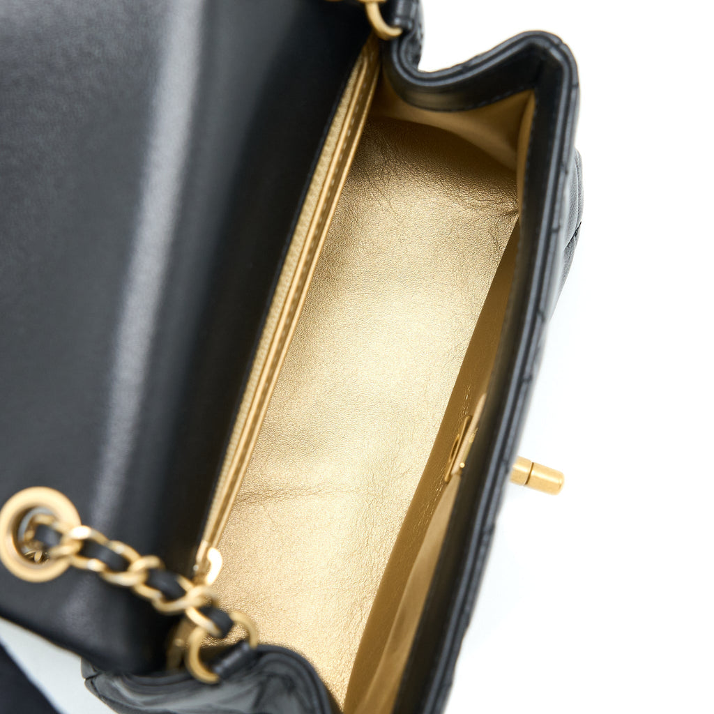 Chanel Pearl Crush Mini Square Lambskin Black Brushed  (Microchip)