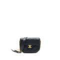 Chanel 22B Round Messenger Bag Grained Calfskin Black Brushed  (Microchip)