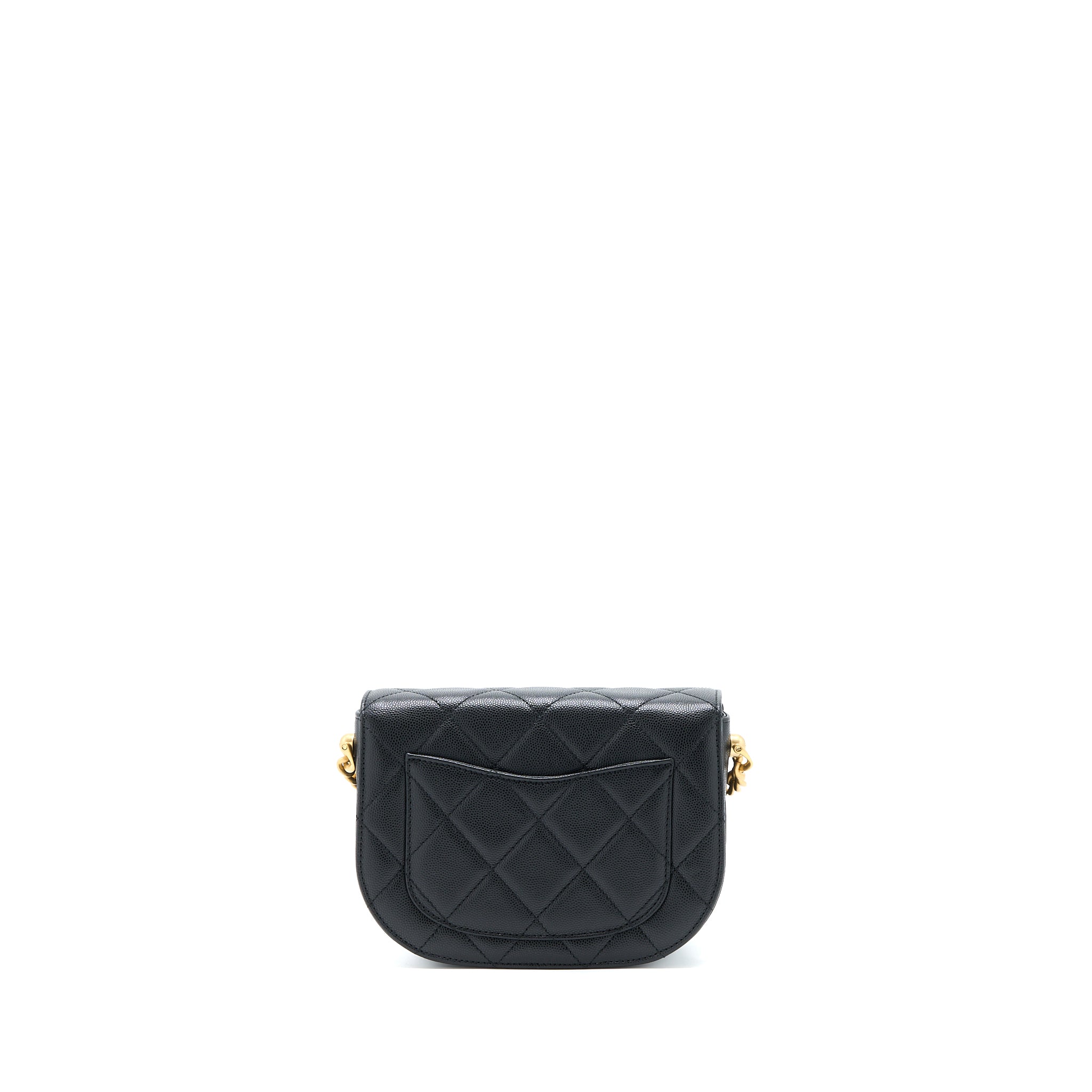 Chanel 22B Round Messenger Bag Grained Calfskin Black Brushed  (Microchip)