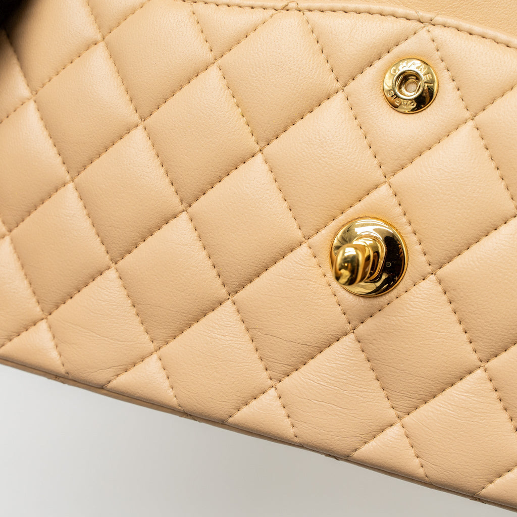 Chanel Small Classic Flap Bag Lambskin Beige