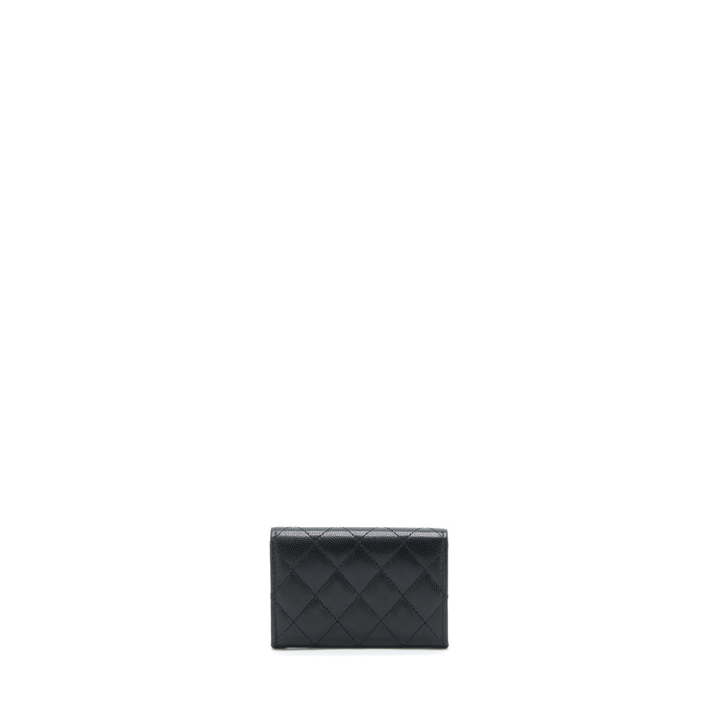 Chanel 22S Detailed Logo Mini Flap Card Holder Caviar Black L