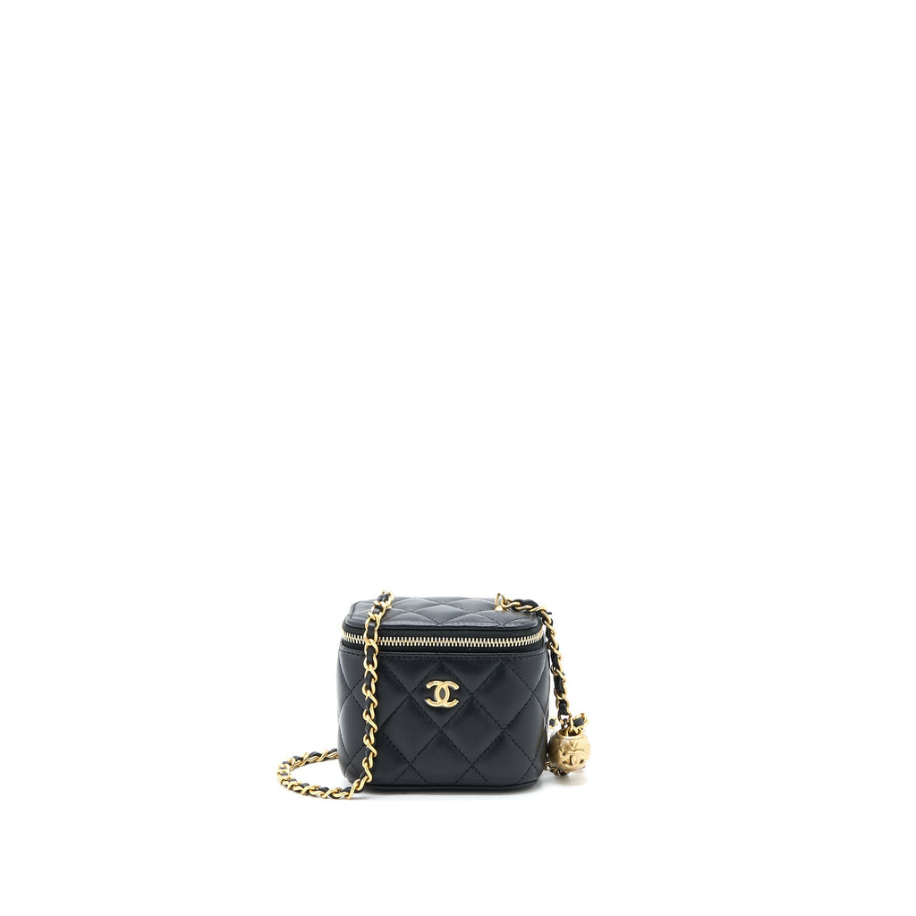 Chanel Pearl Crush Mini Vanity with Chain Lambskin Black  (Microchip)