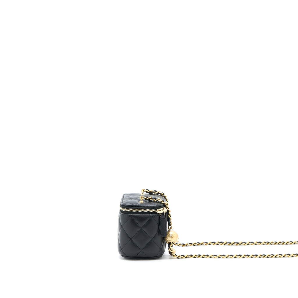 Chanel Pearl Crush Mini Vanity with Chain Lambskin Black  (Microchip)