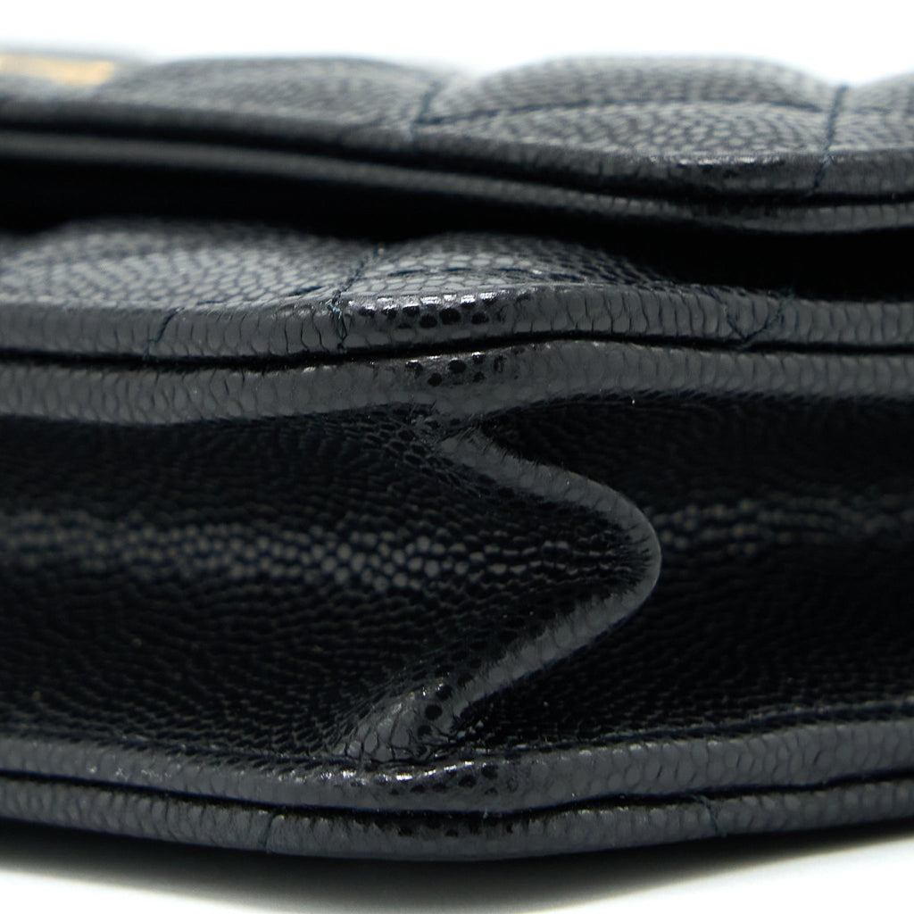 Chanel 22A Twist your button Wallet On Chain Caviar Black  (Microchip)
